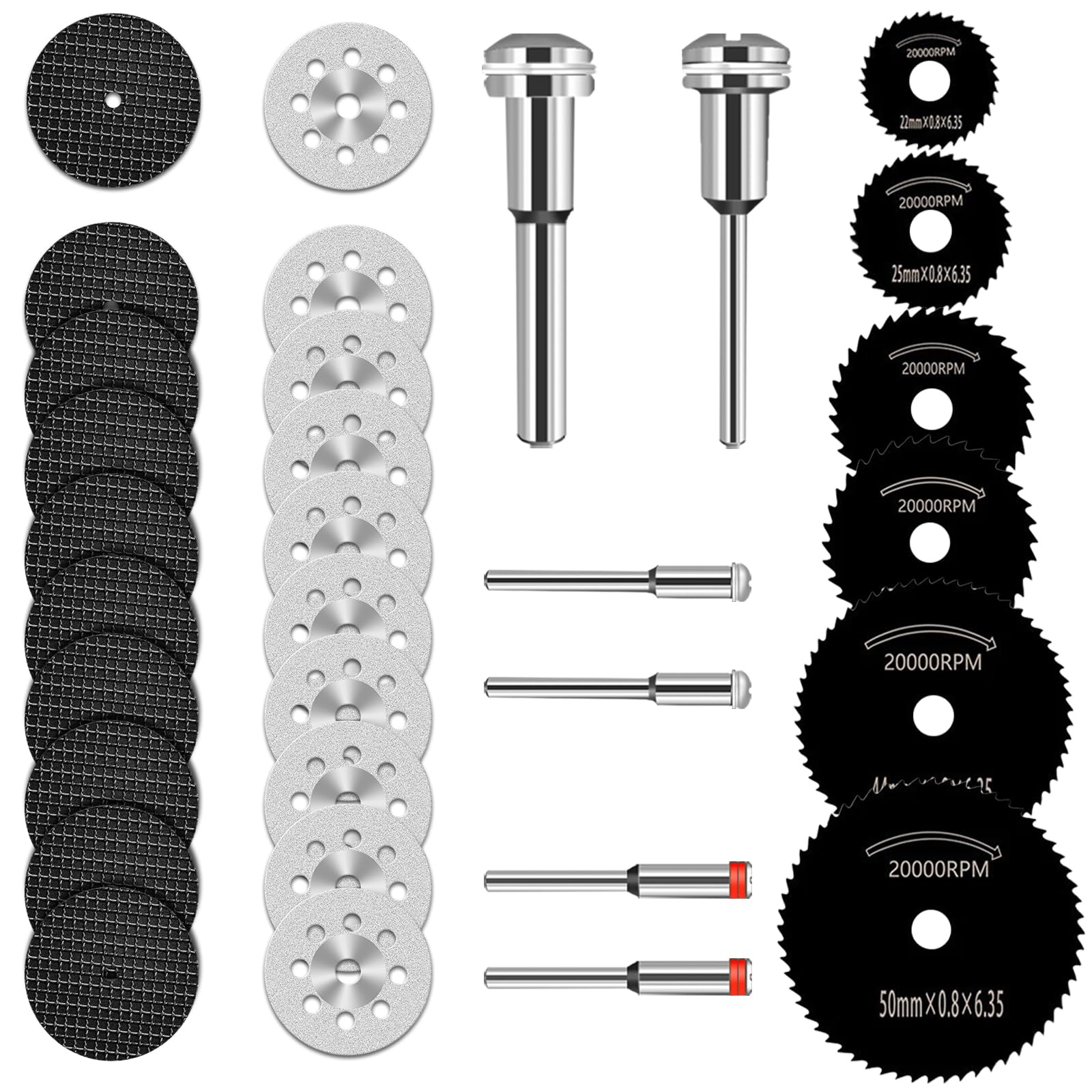 shengbenhao Mini Circular Saw Blades, Cutting Wheels for Dremel, HSS Cutting Disc,Diamond Resin Cutting Discs with1/8" Shank Rotary Tool Accessories for DIY Craft Wood, Metal Plastic, Stone, Glass
