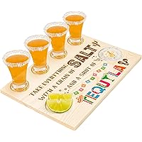 Tequila Shot Glass Holder With 6 Glasses - Unique Design