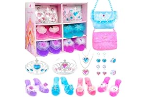 Hechify Princess Dress Up Shoes Princess Bags for Girls, Dress Up Toys with Headbands,Pretend Toys for Girls Age 3,4,5,6 Gift