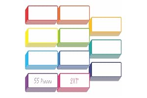 Magnetic Name Tag Label, 55 PCS Dry Erase Reusable Neon Name Stickers Rainbow Frame in 11 Colors for Whiteboards Locker Fridg