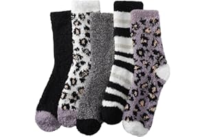 Nimalpal Fuzzy Socks for Women, Super Soft Warm Cozy Socks for Womens Winter, Warm Comfortable Fabric 5 Pairs