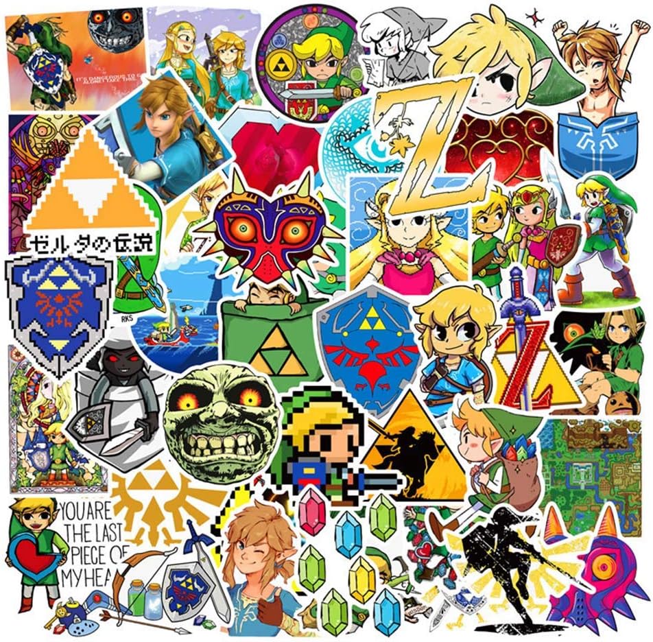 The Legend of Zelda Stickers, Vsco Anime Laptop Stickers and Decals for Car Water Bottles Switch Hydro Flasks Computer, Christmas New Year Gift for Kids Teens Friends Adults, Waterproof Vinyl 47-Pack