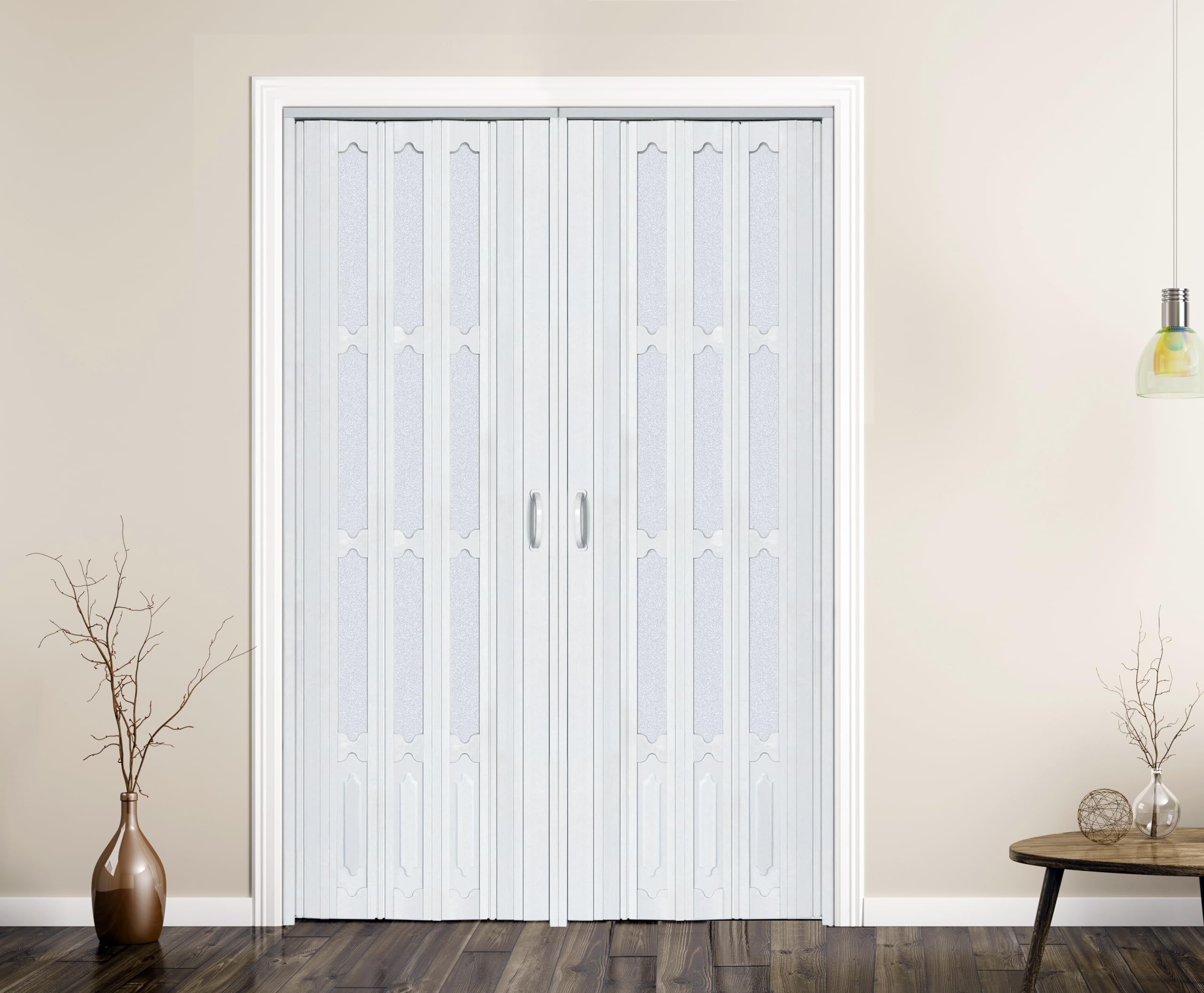 30x96in PVC Internal Accordion Folding Door, Ultifold Sliding Door For
