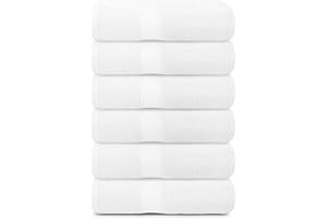 Pristine Linen Bath Towels White 6 Pack 22x44 Bath Towels, 100% Cotton, Towels for Bathroom, Quick Drying, Hotel Pool Gym Towels for Spa, Lightweight Every Day use Large Towels