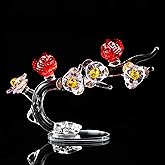 Qianwei Crystal Bird Figurine with Plum Blossom Collectible - Glass Animals Figurines Crystal Office Desk Table Home Decor Paperweight Handmade