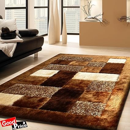 Good Price Multicolor Modern 5D Shaggy Rugs, Long Lasting, Carpets For Living Room, Hall/Drawing Room - Brown, Size 20X32 Inch