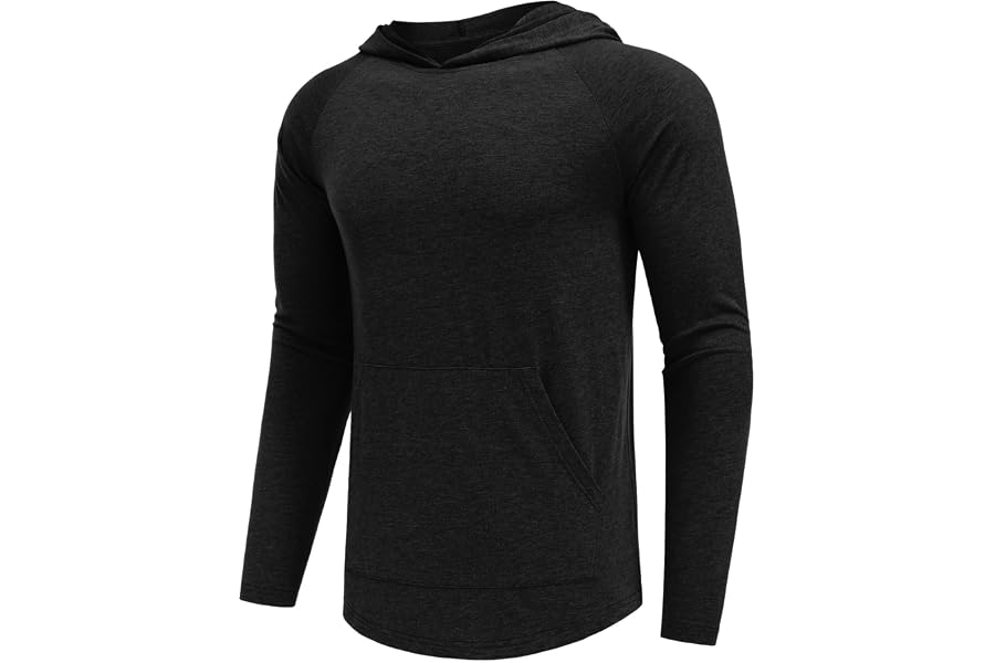 PINSPARK Men's Lightweight Workout Hoodies Pullover Golf Gym Sweatshirt | Soft long sleeve hooded shirt for fall running & gy