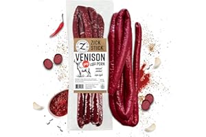 Zick's Specialty Meats Spicy Venison Sausage with Pork, Rope Style Organic Smoked Sausage, German Style Exotic Meat Sausage, Venison Meat Deer Sausage, Smoked Deer Venison, 12oz 1 Pack, Made in USA