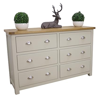 Aspen Painted Oak Sage Grey Chest Of Drawers Solid 6 Drawer Chest Bedroom Furniture