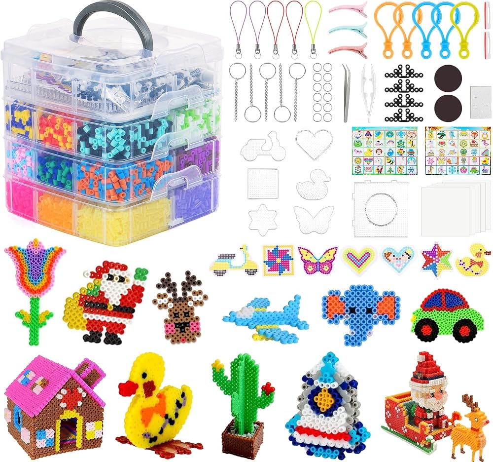 ilauke Fuse Beads Kit 14900 Pcs 5mm Iron Beads 30 Colors Craft Set Kids