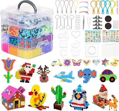 ilauke Fuse Beads Kit 14900 Pcs 5mm Iron Beads 30 Colors Craft Set Kids
