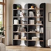 Tribesigns 5-Tier Farmhouse Bookshelf, 70.87-Inch Tall Double Wide Bookcase with Open Shelves, Vintage Floor Standing Book Sh