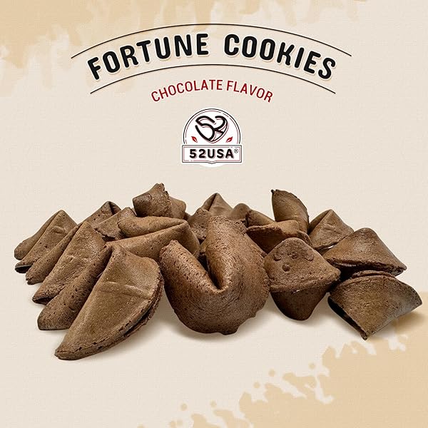 52USA FORTUNE COOKIES, APPROX 50 PCS, CHOCOLATE FORTUNE COOKIES, BULK FORTUNE COOKIES INDIVIDUALLY WRAPPED, FRESH COOKIES, CHINESE FORTUNE COOKIES
