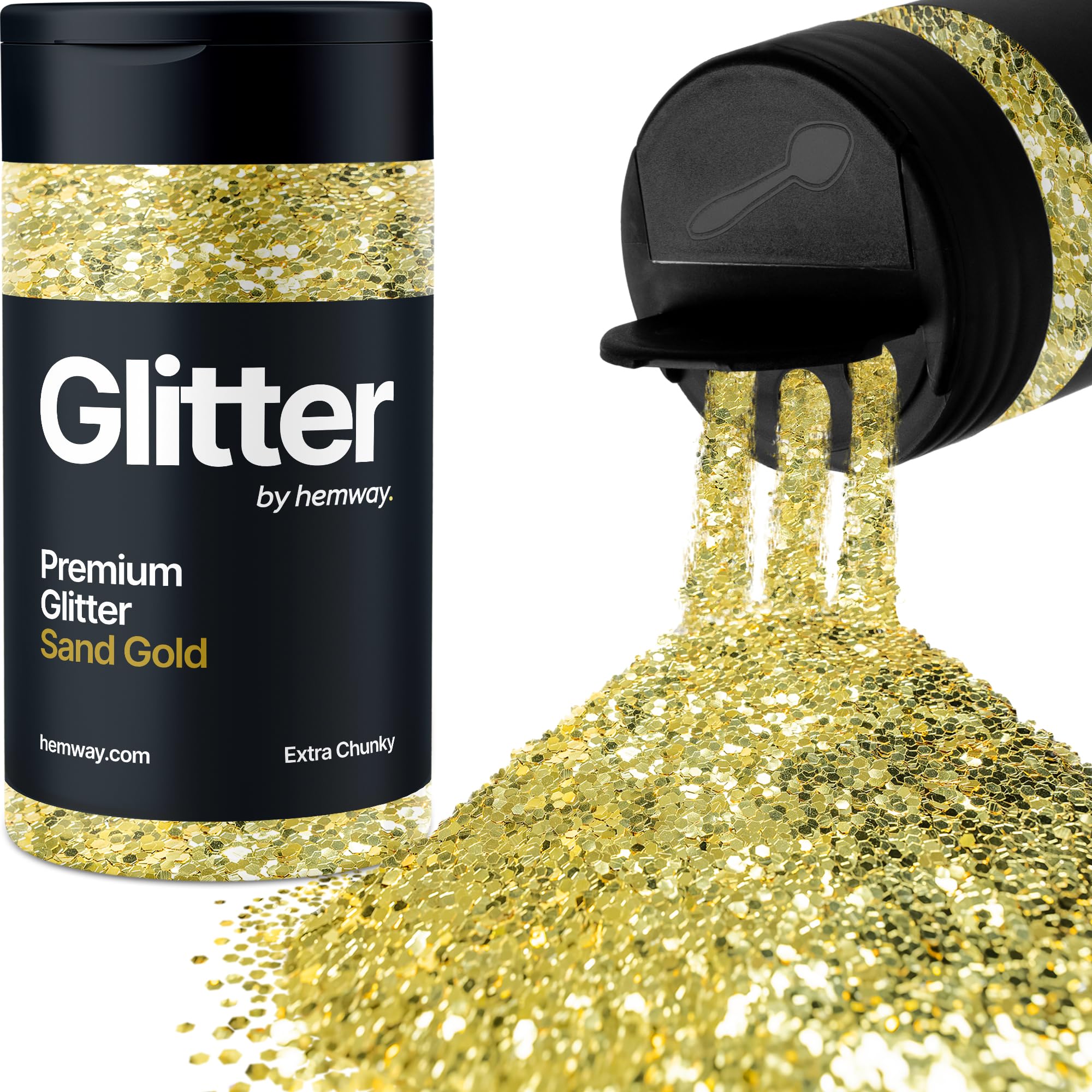 Sand Gold Glitter Shaker, 130g Extra Chunky Glitter, Crafts 1/24" Metallic Flake Sand Gold Sequins, Resin & Epoxy Crafts, Decorating, Halloween, Christmas Nail, Face, Hemway