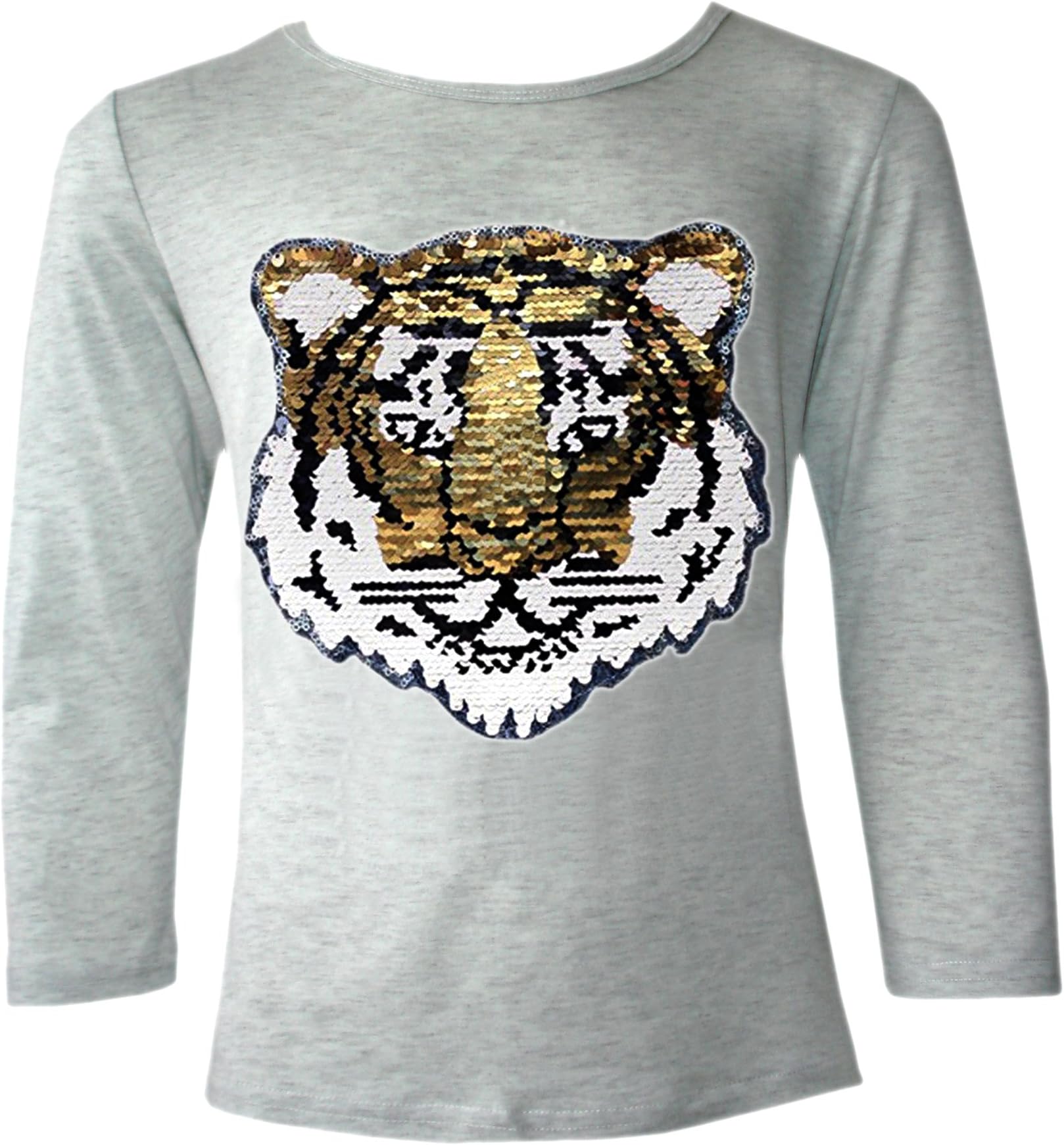 Girls Tiger Sequin Tops Brush Changing Full Sleeve Tee Top New Age 3-14 Years