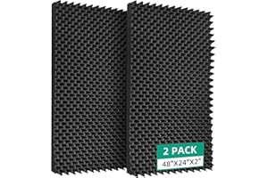 ZHOJEREL 2 Pack 48" X 24" X 2" Sound Proof Foam Panels for Walls, High-Density Egg Crate Acoustic Foam for Noise Reduction & Echo Control in Home Studio, Recording Room, Office