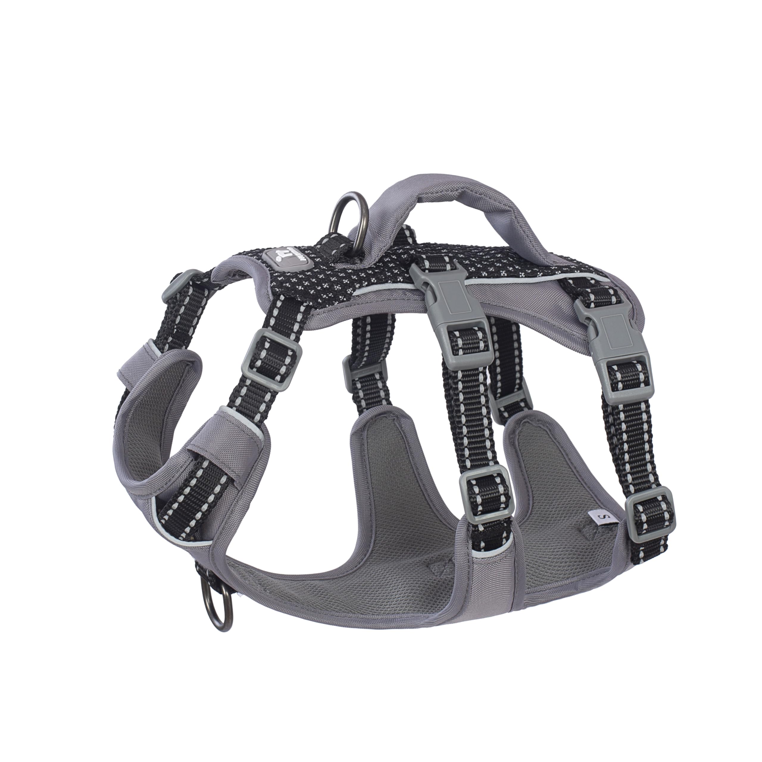 Huntboo Escape Proof Dog Harness Medium, Anti-Pull Dog Harness with Handle, Breathable, Adjustable, Reflective Dog Harnesses, Lightweight Dog Harness for Small and Large Dogs Outdoor (Black,S)