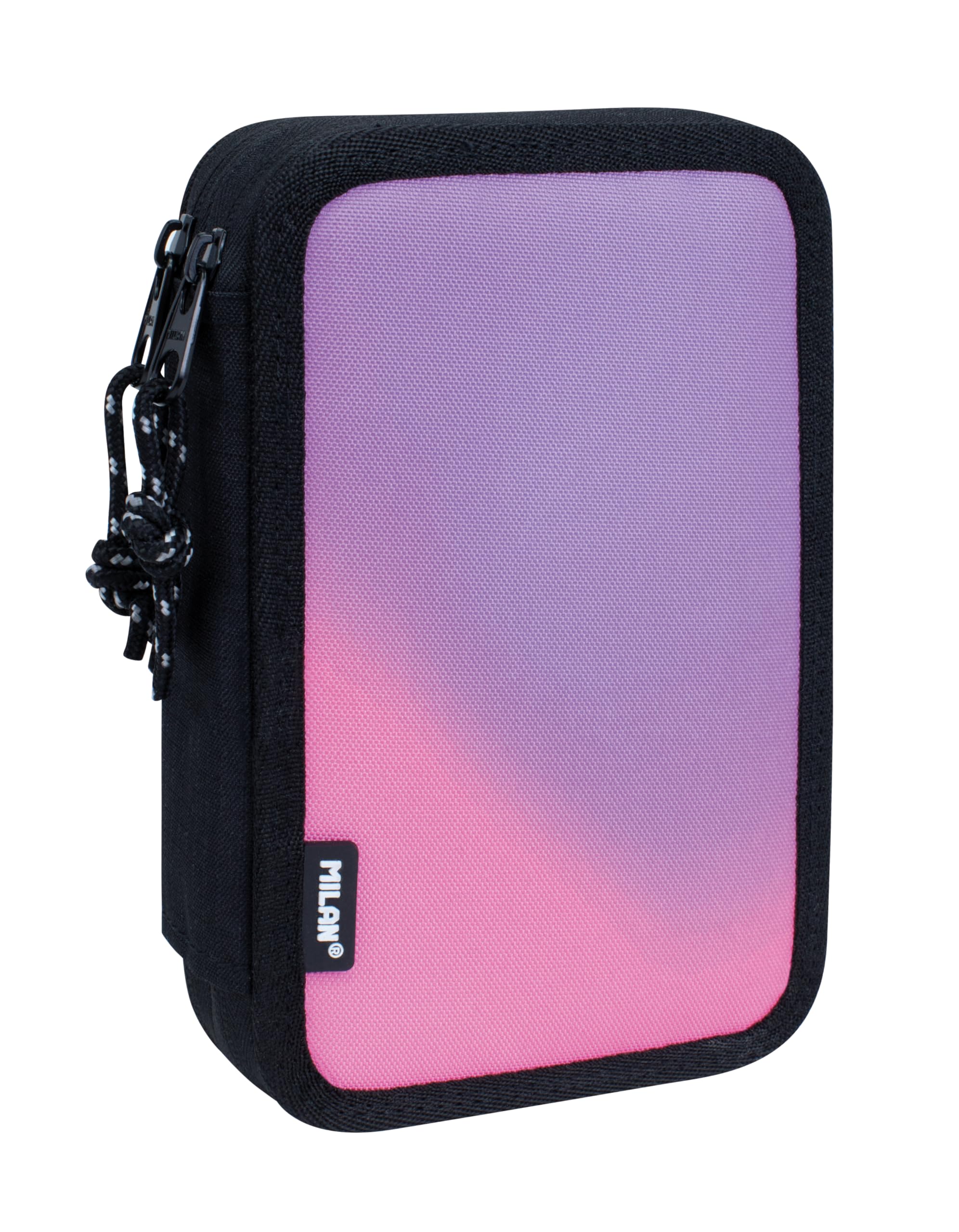 MILAN® 2-Tier Pencil Case with Sunset Contents, Black and Pink