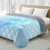 SLEEPHORIA Cooling Comforter - BreezeWeave Cooling Blanket Queen Size for Hot Sleepers & Deep Rest - Cloud Soft, Breathable, Ultra Durable, Easy Care, Reversible - 90 x 90 in (Blue & Dark Grey)