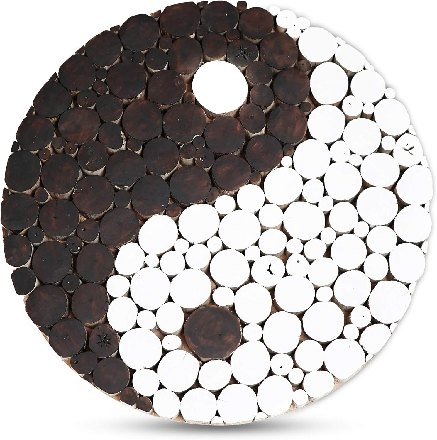 Yin Yang Wall Art Décor – Rustic Handmade Wooden Spiritual Wall Hanging, Yin and Yang Themed Decoration for Yoga Studio, Bathroom, Bedroom, Office. Tao Yin Plaque YinYang Symbol Artwork for Home Décor