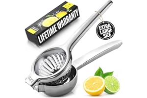 Zulay Extra Large Lemon Squeezer Stainless Steel - Easy Squeeze Heavy Duty Lemon Juicer Hand Press - Ergonomic Citrus Squeeze