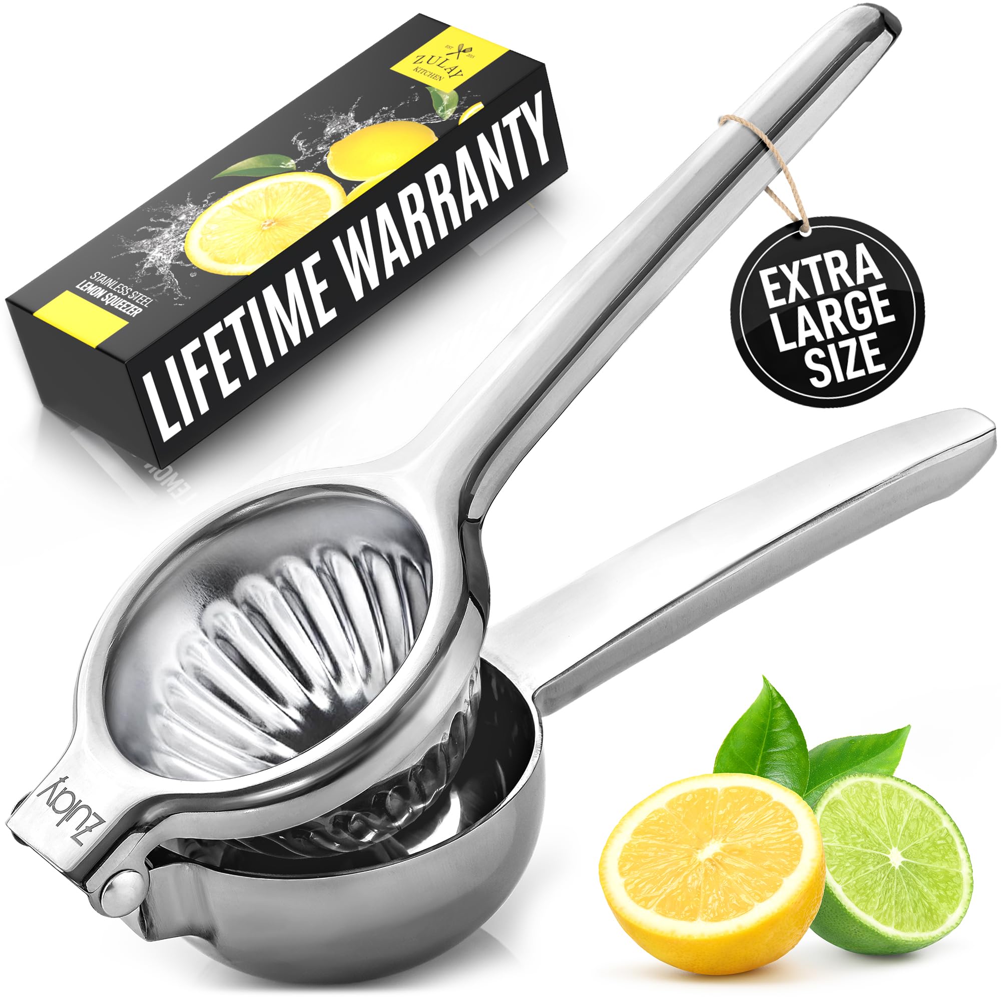 Zulay Kitchen Extra Large Lemon Squeezers Stainless Steel with Premium Quality Heavy Duty Solid Metal Squeezer Bowl - Large Manual Citrus Press Juicer and Lime Squeezer - Stainless Steel โ image 1