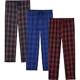 JupiterSecret Mens Pajama Pants Set Flannel Cotton Sleep & Lounge Pants, PJ Bottoms with Pockets and Button Fly 3 Pack
