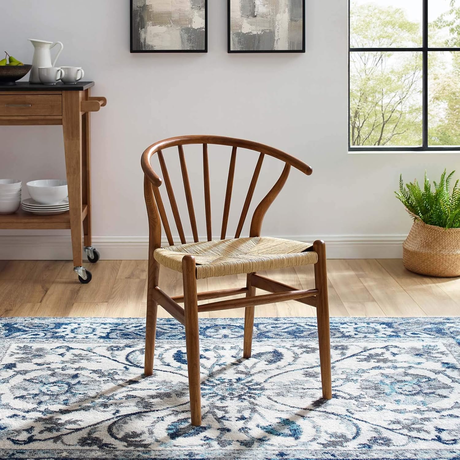 Walnut Modway EEI-3338-WAL Flourish Spindle Wood Dining Side Chair