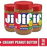 Jif Creamy Peanut Butter, 7g (7% DV) of Protein per Serving, Smooth, Creamy Texture, No Stir Peanut Butter, 16 Ounce, Pack of 3