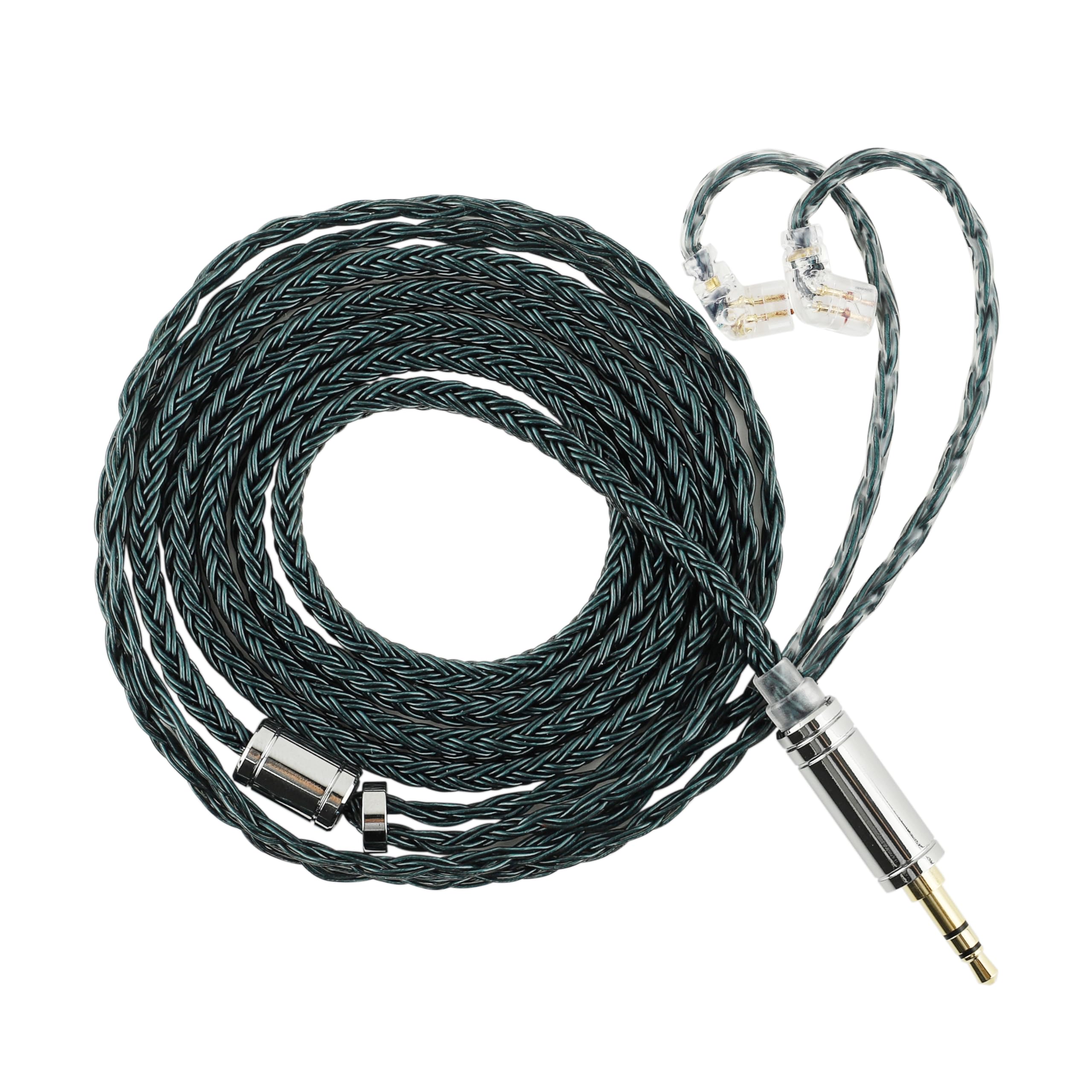 Linsoul Tripowin Zonie IEM Cable, 16 Core Silver Plated Earphone Upgraded Cords, 1.25m SPC in Ear Monitor Cable for ZS10 PRO 2 AS10 PRO ZSN PRO X Wan’er SIMGOT EM6L(Recessed 2pin, 3.5mm)(Moss) — image 1