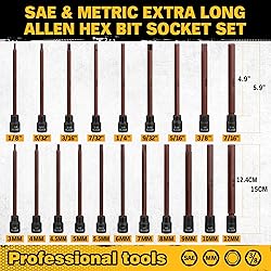 ELEAD Extra-Long Allen Hex Bit Socket Set: 20-Piece