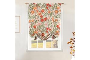 DriftAway Orange Harvest Double Layer Linen Blackout Tie Up Curtains Thermal Insulated Lined Balloon Roman Shade for Bathroom Cafe Autumn Fall Printed Vintage 31 Inch by 47 Inch Orange Coral Gold