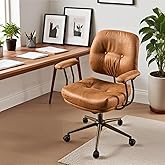 HOOOWOOO Ergonomic Office Chair with Adjustable Height,Mid-Century Swivel Computer Chair for Home Office,Suede Fabric/PU Leather Executive Desk Chair with Comfortable Armrests