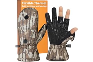 Pixel Panda Cold Weather Hunting Gloves Ice Fishing Gloves Convertible Mittens with 3-Fingers Flip Warm Winter Gloves Men & Women for Fishing, Hunting, Photography