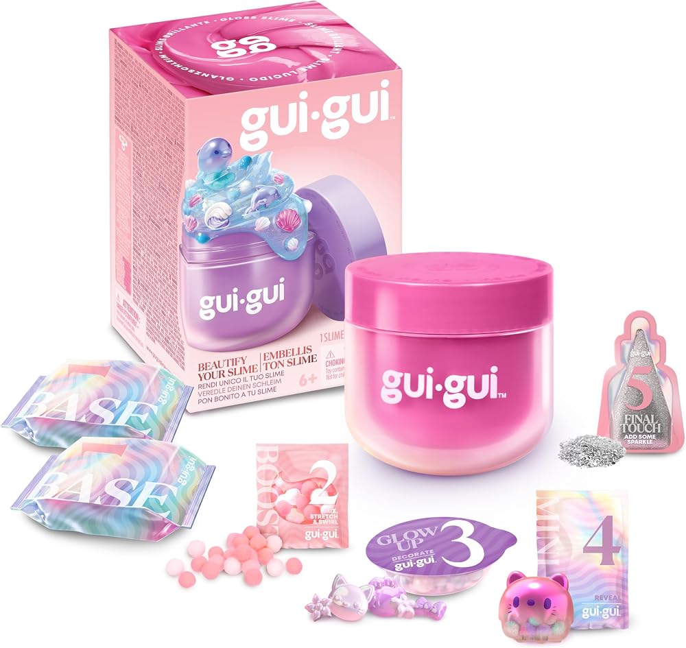 Gui Gui Gloss Slime Kit Pink Scented Slime with Glow-Up Ritual 4 Textures