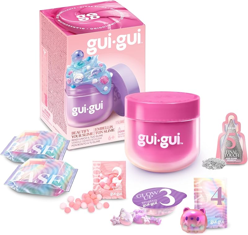 Gui Gui Gloss Slime Kit Pink Scented Slime with Glow-Up Ritual 4 Textures
