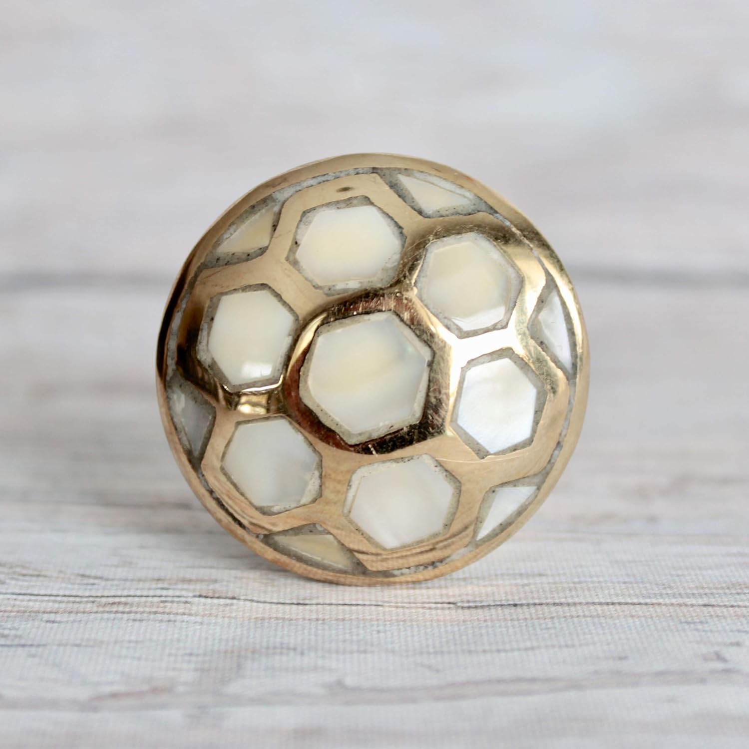 Amazon Com Mother Of Pearl Drawer Knob With Brass Base Honey Comb