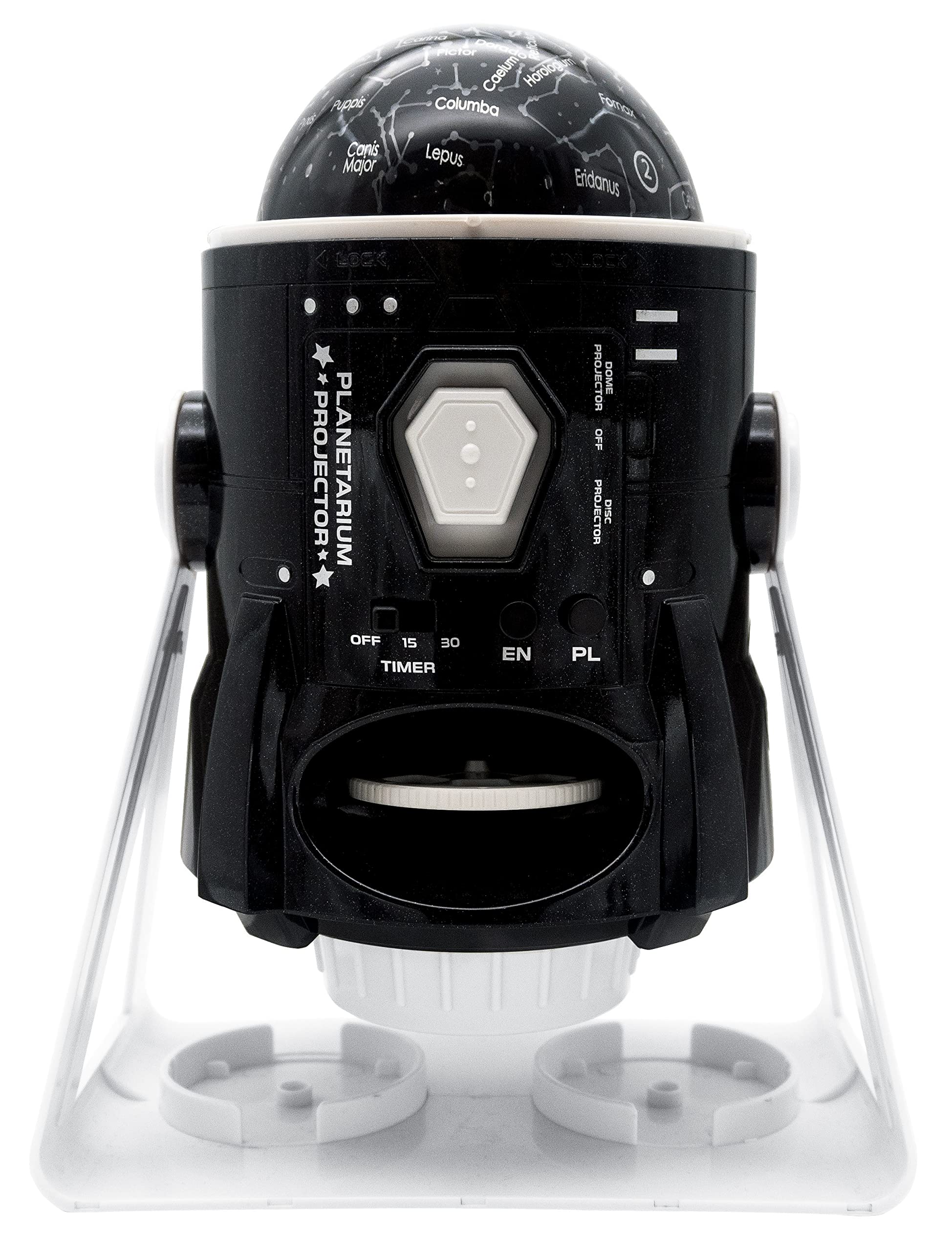 LEXIBOOK, Speaking 2-in-1 Constellations and Images Planetarium Projector, bilingual Polish-English, 24 images to discover space, 2 constellation domes, STEM, Black/White, NLJ181i17