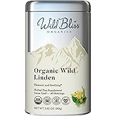 Wild Bliss Organic Linden Flower Tea - Caffeine Free Loose Leaf Calming Herbal Tea - 2.82 Ounces - 40 Servings