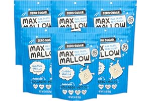 6-pack -Know Brainer Max Mallow Classic Vanilla - Guilt-Free & Zero Sugar Marshmallows - Low Carb, Zero Fat, Gluten-Free & Ketogenic - Marshmallow Fueled with Collagen, MCT Oil