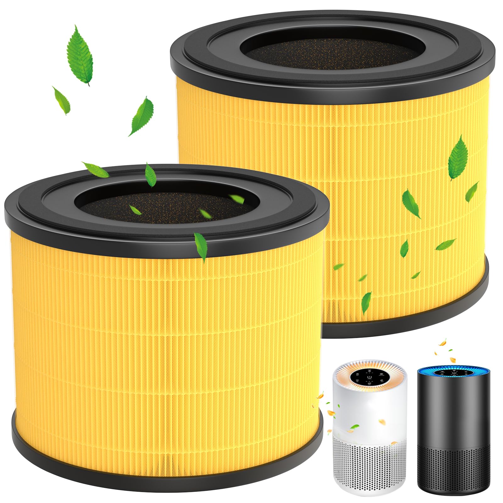 2 Pack AP-S0610L Pet Filter Replacement for MOOKA AP-S0610L Air Purifier, 3-IN-1 Hepa Filter, High-Efficiency Activated Carbon Air Filter for Pet Odor, Dander, Yellow