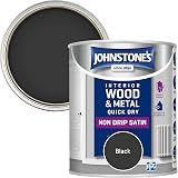 Johnstone's Wood & Metal Paint Satin Black 750ml Water Based Non Drip