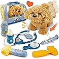 BELLOCHIDDO Veterinarian Playset for Kids, Vet Kits for Toddlers with Interactive Electric Walking Barking Dog & Cage, Pretend Play Puppy Pet Care Dog Toys Gifts for Ages 1 2 3 4 5 6+ Year Old