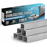 Better Boat Type T50 Stainless Steel Staples for Staple Gun, Heavy Duty | Staples Pack, Bunk Carpet, Upholstery Compatible with T-50 Staple Guns 3/8" width crown, 500 Pack 1/2" Leg