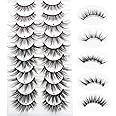 DAODER False Eyelashes Faux Mink Lashes Fluffy Wispy Lashes Natural Look Short Long Eyelashes Mixed 10 Pairs Soft Light Reusable Fake Eyelashes Pack (Fluffy Lashes Mixed)