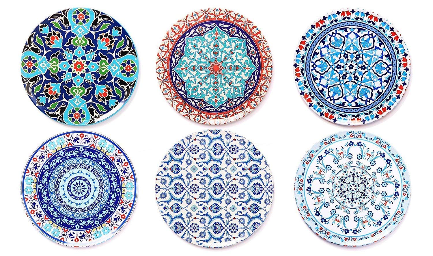 BOHORIA® Premium Design Coasters (Set of 6) - Decorative coasters for glass, cups, vases, candles on their dining table made of wood, glass or stone (round | 9cm) (Orient Edition) (Orient)