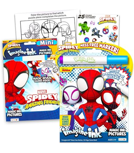 Spidey Wipe-Clean Libro De Actividades Para Colorear Y Juegos Educativos, 40 Páginas Reutilizables Con 5 Rotuladores Borrables, Ideal Para Niños De 3 Años En Adelante, Con Asa De Transporte