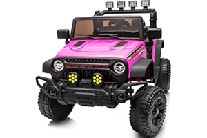 Hikiddo 4WD Kids Ride on Car Truck, 12V 7Ah Kids Electric Vehicles Car Ride on Toy for Toddlers w/Remote Control - Pink