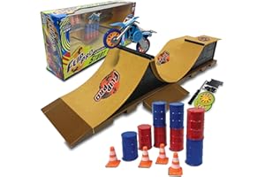 PLAYFUL MINDS Flip Pro Stunt Park Ramp Set – Exclusive Limited Edition Bike, Customizable Parts, 4 Ramps, 16-Piece Kit for Ultimate Stunt Action – Includes Tools, Extra Wheels, Barrels & Cones – Ages 5+
