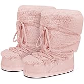 N NATURE'S SOURCE Furry Faux Fur Snow Boots for Women Fuzzy Fluffy Water Resistant Winter Womens Snow Boots with Cotton Sponge Lined, Anti-Slip TPR Rubber Sole, Lace-up Mid-Calf Boots
